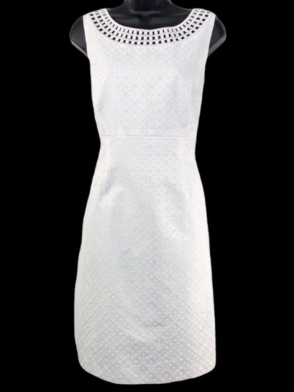 TAHARI Zach textured sleeveless fitted dress NEW white 8